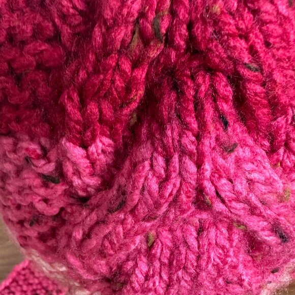 ⭐Unique Hand-Knit Pink Cat Ear Earflap Winter Hat Handmade Cozy Gift for Her New - Picture 7 of 7